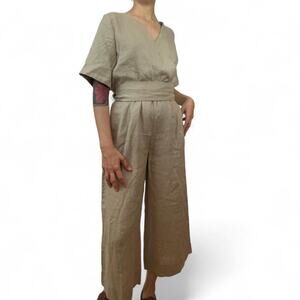 Everlane cream linen jumpsuit oversized